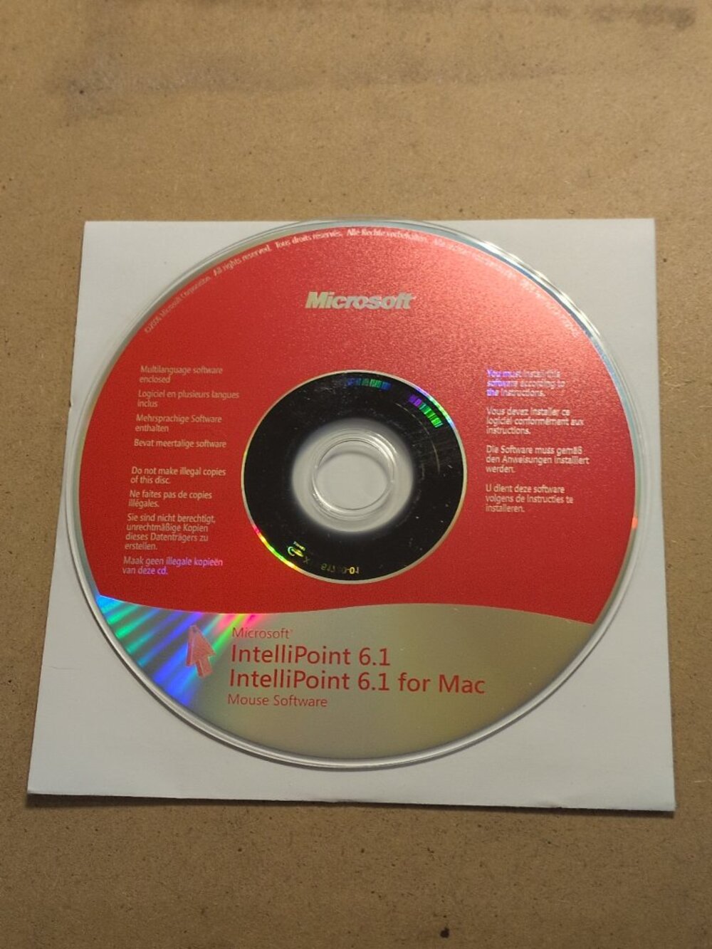 Microsoft Intellipoint 6.1, Intellipoint 6.1 for MAC Software Disc *NEW*